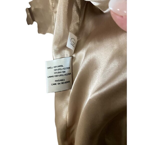 Kenneth Cole New York Long Peacoat Beige Size 6 Y2K Quiet Luxury Minimalist Wool - Picture 5 of 16